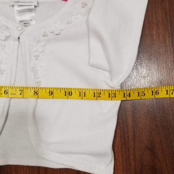 Girls' Bonnie Jean White Cropped Cardigan, Size M, EUC - Picture 10 of 10